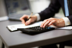 an accountant working on taxes.