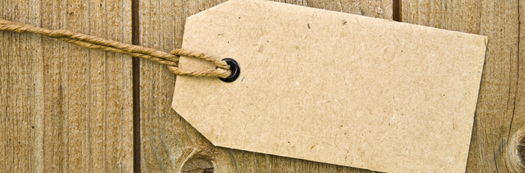 a blank brown price tag.