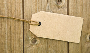 a blank brown price tag.