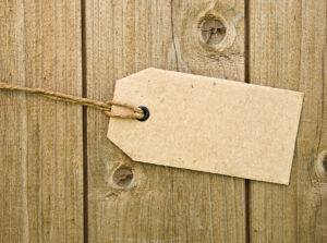 a blank brown price tag.