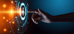 concept art of a hand pushing a rocket button representing venture capital.