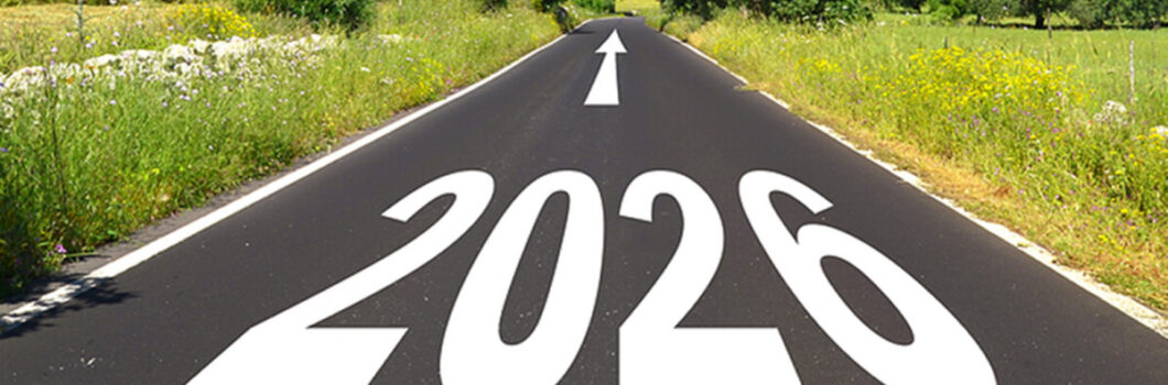 2026 is painted on a road.
