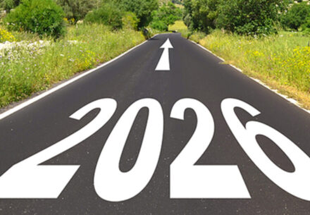 2026 is painted on a road.