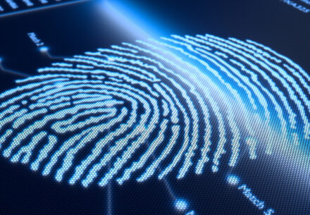 concept art of a fingerprint matching technology.